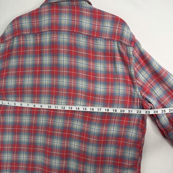 FAHERTY DOUBLE CLOTH Flannel Men Sz XL SHIRT RHP-RED HILL PLAID Chambray Buttons - Picture 7 of 10
